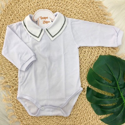 body gola bordada- trigo verde militar